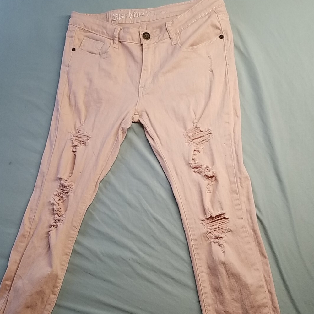 Pink ripped jeans